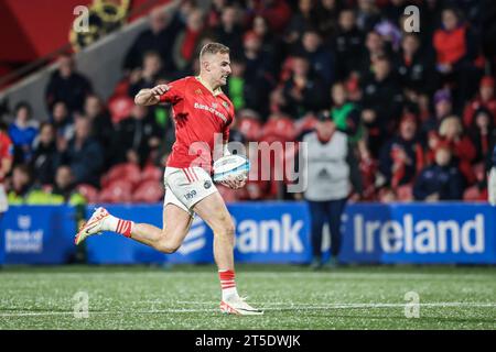 4. November 2023, Musgrave Park, Cork, Irland - United Rugby Championship: Munster vs Dragons Stockfoto