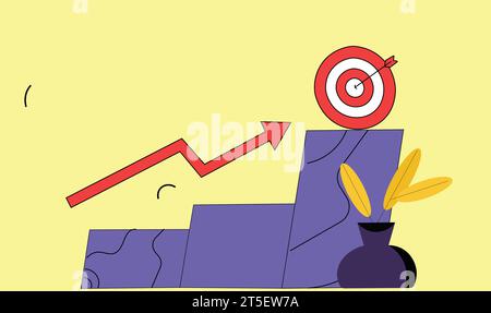 Kreative Trend Collage von schnell laufen bestimmt Mann läuft schnell auf Ziel Hit Ziel Geschäftsmann motiviert erreichen Erfolg Pfeil nach oben Stock Vektor