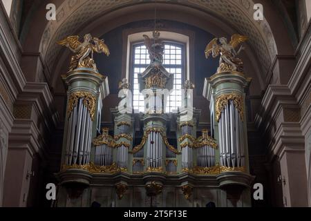 Pfeifenorgel, Kirche der Heiligen Dreifaltigkeit, Tykocin, Polen Stockfoto