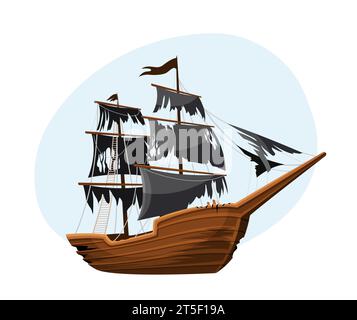 Ein alter Vektoraufkleber für Piratenschiffe Stock Vektor