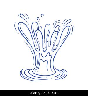 Wasserspritzer blauer minimalistischer Skizzenvektor Stock Vektor