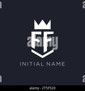 FF-Logo mit Schild und Krone, Initialideen für das Monogramm-Logo Stock Vektor
