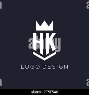 HK-Logo mit Schild und Krone, Initialideen für das Monogramm-Logo Stock Vektor