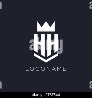 HH-Logo mit Schild und Krone, Initialideen für das Monogramm-Logo Stock Vektor