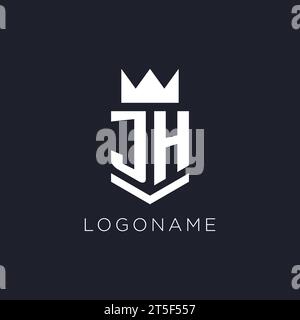 JH-Logo mit Schild und Krone, Design-Ideen mit Monogramm-Logo Stock Vektor