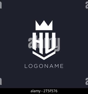 HU-Logo mit Schild und Krone, Design-Ideen mit Monogramm-Logo Stock Vektor