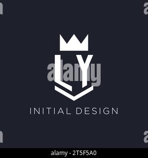 LY-Logo mit Schild und Krone, Design-Ideen mit Monogramm Stock Vektor