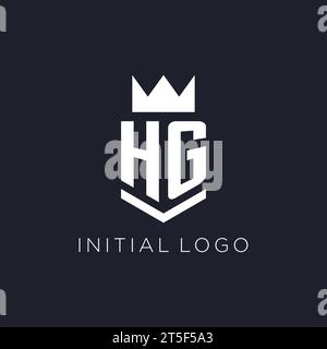 HG-Logo mit Schild und Krone, Initialideen für das Monogramm-Logo Stock Vektor