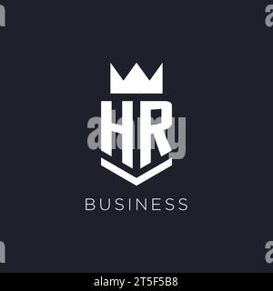 HR-Logo mit Schild und Krone, Design-Ideen mit Monogramm Stock Vektor