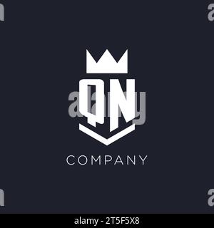QN-Logo mit Schild und Krone, Design-Ideen mit Monogramm-Logo Stock Vektor