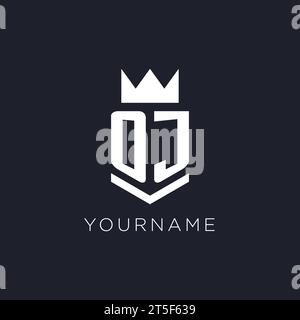 OJ-Logo mit Schild und Krone, Initialideen für das Monogramm-Logo Stock Vektor