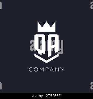 QA-Logo mit Schild und Krone, Design-Ideen mit Monogramm-Logo Stock Vektor