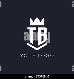 TB-Logo mit Schild und Krone, Design-Ideen mit Monogramm-Logo Stock Vektor