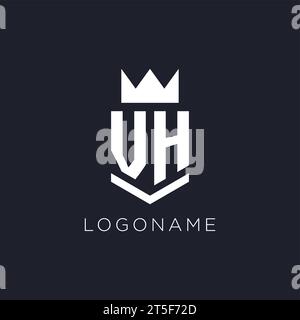 VH-Logo mit Schild und Krone, Design-Ideen mit Monogramm-Logo Stock Vektor