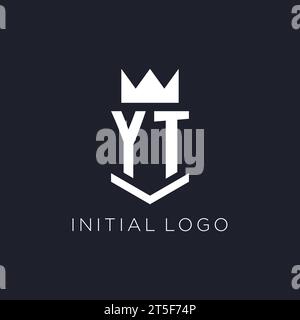 YT-Logo mit Schild und Krone, Design-Ideen mit Monogramm-Logo Stock Vektor