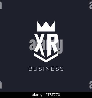 XR-Logo mit Schild und Krone, Design-Ideen mit Monogramm-Logo Stock Vektor