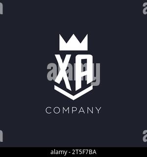 XA-Logo mit Schild und Krone, Design-Ideen mit Monogramm-Logo Stock Vektor