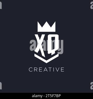 XQ-Logo mit Schild und Krone, Design-Ideen mit Monogramm-Logo Stock Vektor