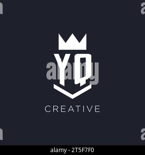 YQ-Logo mit Schild und Krone, Design-Ideen mit Monogramm Stock Vektor