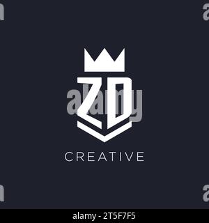 ZD-Logo mit Schild und Krone, Design-Ideen mit Monogramm-Logo Stock Vektor