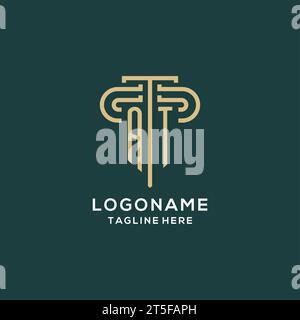 Initial AT Pillar Logo, elegante und luxuriöse Logo-Vektorgrafik der Anwaltskanzlei Stock Vektor