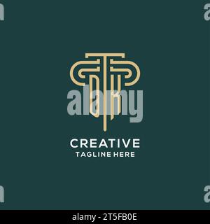 Erstes DK-Säulen-Logo, elegante und luxuriöse Logo-Vektorgrafik für Anwaltskanzleien Stock Vektor