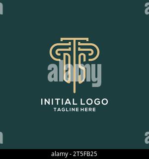 Erstes DS-Säulen-Logo, elegante und luxuriöse Logo-Vektorgrafik für Anwaltskanzleien Stock Vektor