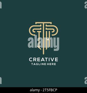 Erstes IK-Säulen-Logo, elegante und luxuriöse Logo-Vektorgrafik für Anwaltskanzleien Stock Vektor