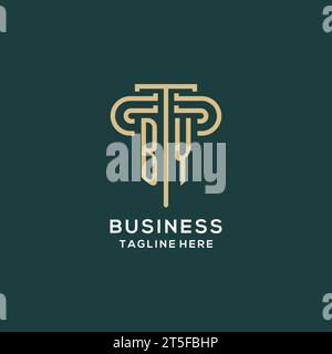 Initial BY Pillar Logo, elegante und luxuriöse Logo-Vektorgrafik der Anwaltskanzlei Stock Vektor