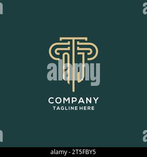 Ursprüngliches NJ-Säulen-Logo, elegante und luxuriöse Logo-Vektorgrafik der Anwaltskanzlei Stock Vektor