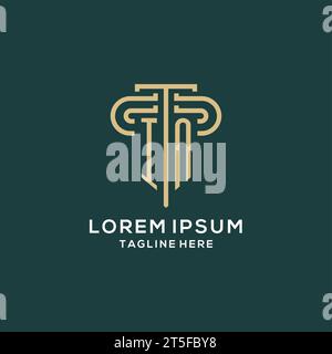 Initial IN Säule Logo, elegante und luxuriöse Logo-Vektorgrafik der Anwaltskanzlei Stock Vektor