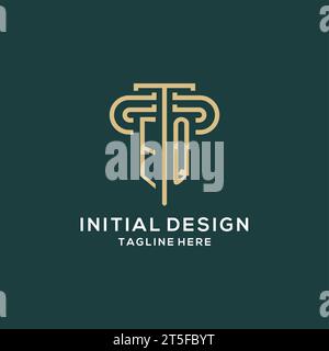 Erstes EQ-Säulen-Logo, elegante und luxuriöse Logo-Vektorgrafik für Anwaltskanzleien Stock Vektor