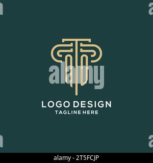 Anfängliches Logo OHNE Säule, elegante und luxuriöse Logo-Vektorgrafik der Anwaltskanzlei Stock Vektor