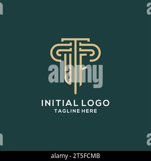 Erstes UF-Säulen-Logo, elegante und luxuriöse Logo-Vektorgrafik für Anwaltskanzleien Stock Vektor