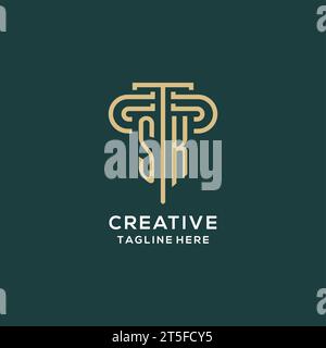 Erstes SK-Säulen-Logo, elegante und luxuriöse Logo-Vektorgrafik für Anwaltskanzleien Stock Vektor