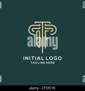 Initiale DES Säulen-Logos, elegante und luxuriöse Logo-Vektorgrafik der Anwaltskanzlei Stock Vektor