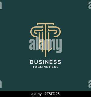 Erstes XL-Säulen-Logo, elegante und luxuriöse Logo-Vektorgrafik der Anwaltskanzlei Stock Vektor