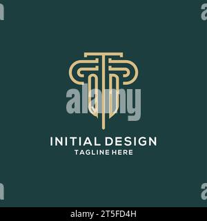 Erstes QD-Säulen-Logo, elegante und luxuriöse Logo-Vektorgrafik für Anwaltskanzleien Stock Vektor