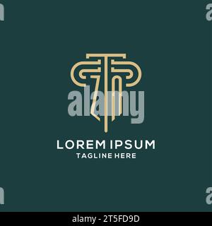 Erstes ZN-Säulen-Logo, elegante und luxuriöse Logo-Vektorgrafik der Anwaltskanzlei Stock Vektor