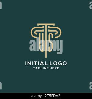 Erstes US-Säulen-Logo, elegante und luxuriöse Logo-Vektorgrafik für Anwaltskanzleien Stock Vektor