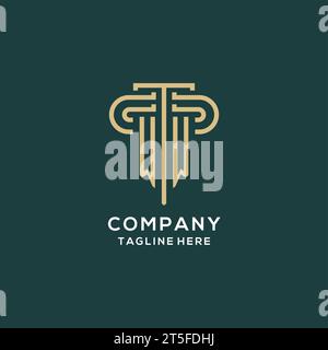 Erstes WW-Säulen-Logo, elegante und luxuriöse Logo-Vektorgrafik für Anwaltskanzleien Stock Vektor