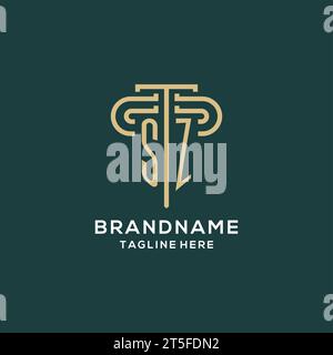 Erstes SZ-Säulen-Logo, elegante und luxuriöse Logo-Vektorgrafik für Anwaltskanzleien Stock Vektor