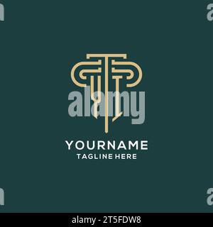 Erstes YI-Säulen-Logo, elegante und luxuriöse Logo-Vektorgrafik für Anwaltskanzleien Stock Vektor