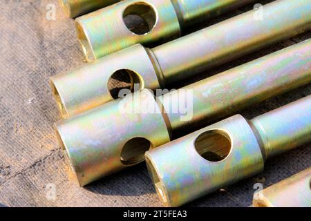 Innensechskantschlüssel aus Metall stapelt sich zusammen Stockfoto