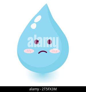 Netter glücklicher lächelnder Wassertropfen. Vektor flache Kritzelei-Illustration Icon Design. Isoliert auf weißem Hintergrund. Stock Vektor