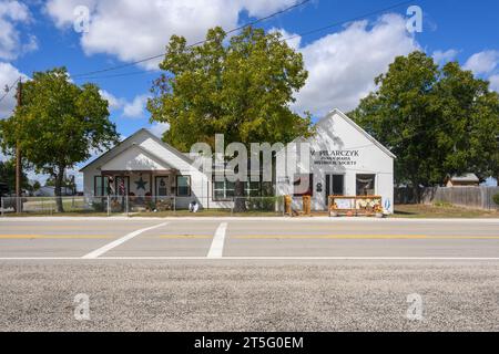 Panna Maria, Texas, USA - 12. Oktober 2023: Polnisches Kulturerbe-Zentrum in Panna Maria, Texas. Die älteste polnische Siedlung in den USA Stockfoto