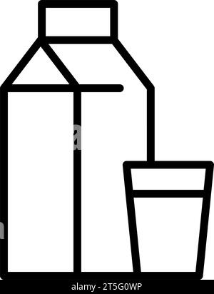Milchsymbol oder Logo im modernen Linienstil. Hochwertiges schwarzes Umrisspiktogramm für Website-Design und mobile Apps. Vektorillustration auf weißem Hintergrund Stock Vektor