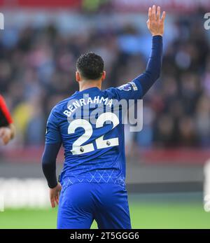 London, Großbritannien - 04. November 2023 - Brentford gegen West Ham United - Premier League - Gtech Community Stadium. West Ham sagte Benrahma im Kampf gegen Brentford. Bildnachweis: Mark Pain / Alamy Live News Stockfoto