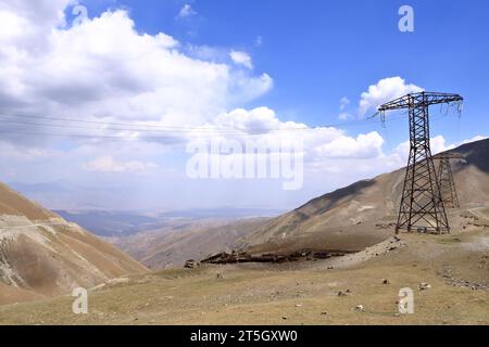 Blick vom Kaldaman Pass zwischen Arslanbob und Kasarman in Kirgisistan, Zentralasien Stockfoto