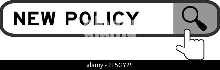 Suchbanner in Wort neue Richtlinie mit Symbol für die Übergabeverstärkung auf weißem Hintergrund Stock Vektor